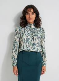 Blouse imprimé fantaisie manches longues bleu C'EST BEAU LA VIE femme