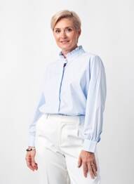 Chemisier coupe droite manches longues bleu JULIE GUERLANDE femme