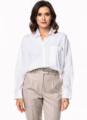 Chemisier coupe droite manches longues blanc C'EST BEAU LA VIE femme