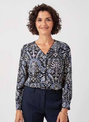 Chemisier coupe fluide manches longues noir JULIE GUERLANDE femme
