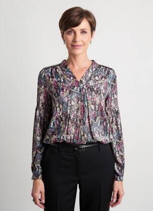 Blouse imprimé fantaisie manches longues noir JULIE GUERLANDE femme