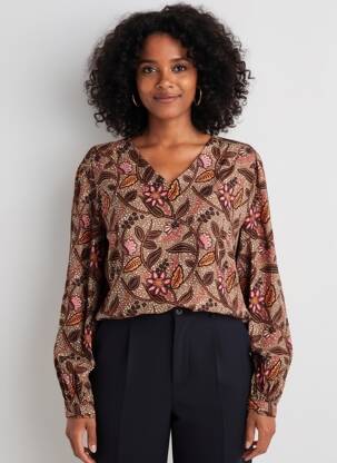 Blouse tissage popeline manches longues orange C'EST BEAU LA VIE femme