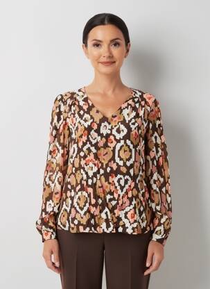 Blouse manches longues manches longues marron C'EST BEAU LA VIE femme