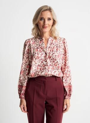 Chemisier imprimé fleurs manches longues rose JULIE GUERLANDE femme