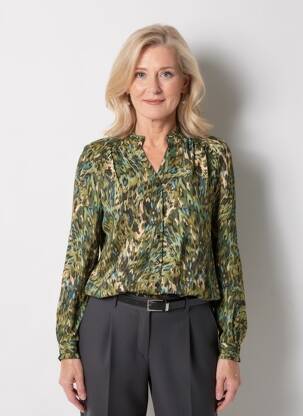Chemisier coupe droite manches longues vert JULIE GUERLANDE femme