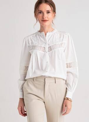 Chemisier coupe droite manches longues blanc C'EST BEAU LA VIE femme
