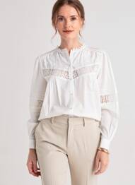 Chemisier coupe droite manches longues blanc C'EST BEAU LA VIE femme