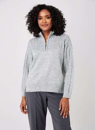 Pull tissage chiné manches longues gris C'EST BEAU LA VIE femme