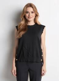 Pull stretch sans manche noir C'EST BEAU LA VIE femme