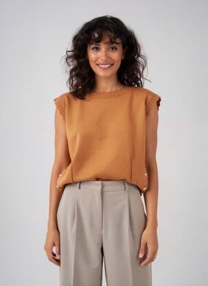 Pull stretch sans manche jaune C'EST BEAU LA VIE femme