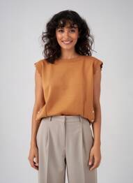 Pull stretch sans manche jaune C'EST BEAU LA VIE femme