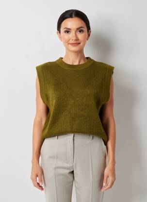 Pull stretch sans manche vert C'EST BEAU LA VIE femme