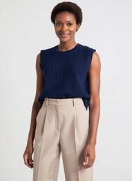 Pull stretch sans manche bleu C'EST BEAU LA VIE femme