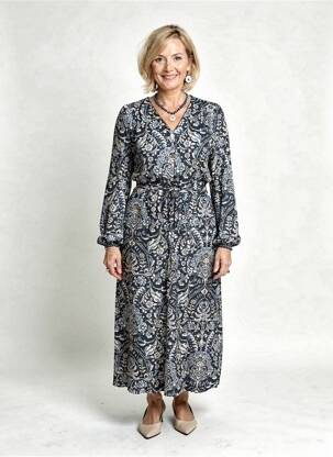 Robe longue manches longues manches longues noir JULIE GUERLANDE femme