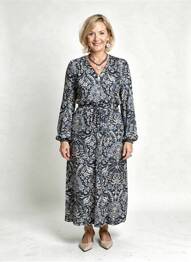 Robe longue manches longues manches longues noir JULIE GUERLANDE femme
