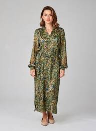 Robe longue manches longues manches longues vert JULIE GUERLANDE femme