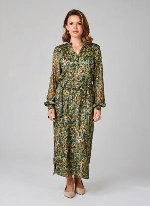 Robe longue manches longues manches longues vert JULIE GUERLANDE femme