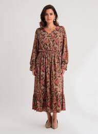 Robe longue manches longues manches longues marron C'EST BEAU LA VIE femme