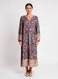 Robe longue manches longues manches longues noir C'EST BEAU LA VIE femme