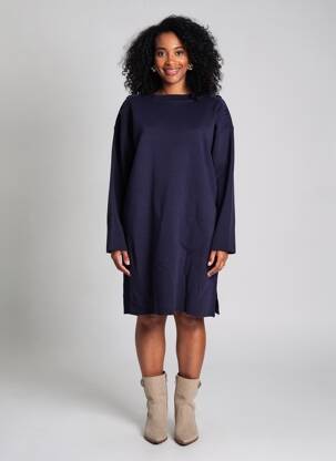 Robe pull resserrée sur le bas manches longues bleu C'EST BEAU LA VIE femme