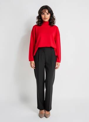 Pull coupe droite manches longues rouge C'EST BEAU LA VIE femme