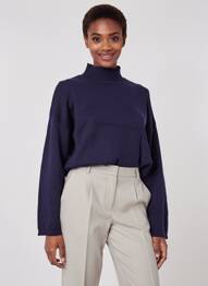 Pull maille tricot manches longues bleu C'EST BEAU LA VIE femme