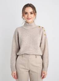 Pull tissage chiné manches longues marron C'EST BEAU LA VIE femme