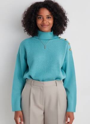 Pull tissage chiné manches longues vert C'EST BEAU LA VIE femme