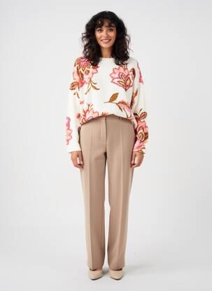 Pull coupe droite manches longues blanc C'EST BEAU LA VIE femme