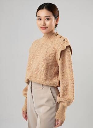 Pull coupe cintrée manches longues orange C'EST BEAU LA VIE femme