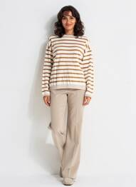 Pull coupe cintrée manches longues blanc C'EST BEAU LA VIE femme