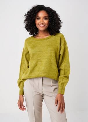 Pull coupe droite manches longues vert C'EST BEAU LA VIE femme