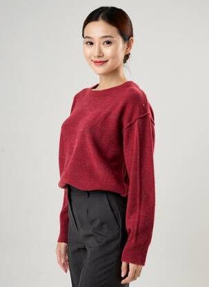 Pull coupe droite manches longues rouge C'EST BEAU LA VIE femme