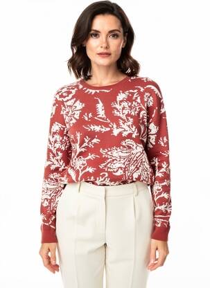 Pull coupe droite manches longues rouge C'EST BEAU LA VIE femme