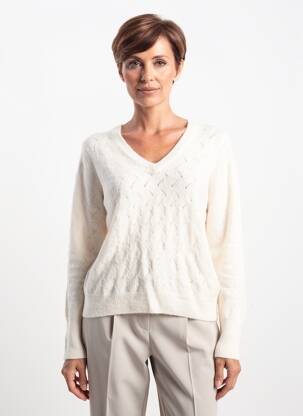 Pull coupe cintrée manches longues blanc JULIE GUERLANDE femme