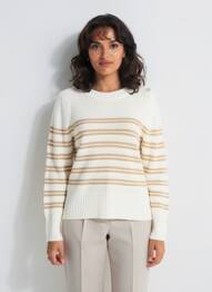 Pull coupe cintrée manches longues blanc C'EST BEAU LA VIE femme