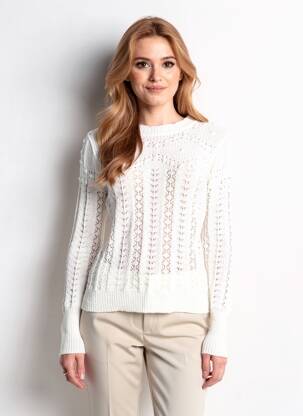 Pull coupe cintrée manches longues blanc C'EST BEAU LA VIE femme