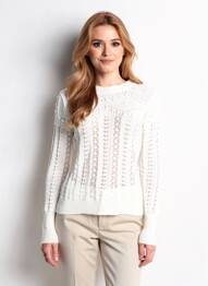 Pull coupe cintrée manches longues blanc C'EST BEAU LA VIE femme