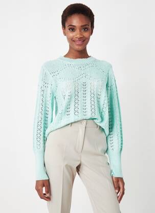 Pull coupe cintrée manches longues bleu C'EST BEAU LA VIE femme