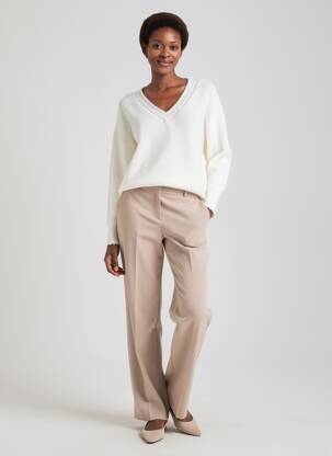Pull col v manches longues blanc C'EST BEAU LA VIE femme