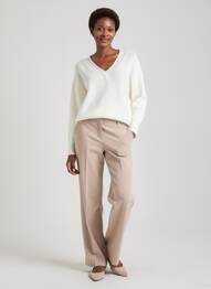Pull col v manches longues blanc C'EST BEAU LA VIE femme