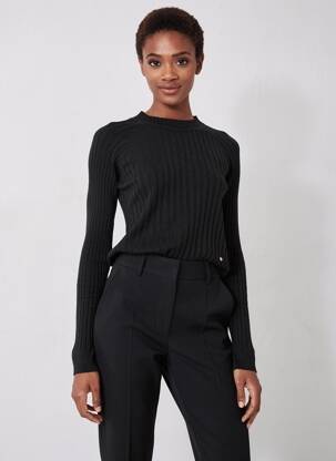 Pull coupe cintrée manches longues noir C'EST BEAU LA VIE femme