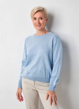 Pull coupe cintrée manches longues bleu JULIE GUERLANDE femme