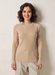 Pull coupe cintrée manches longues marron C'EST BEAU LA VIE femme