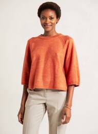Pull stretch manches 3/4 orange C'EST BEAU LA VIE femme