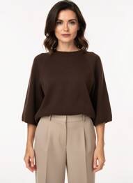 Pull stretch manches 3/4 marron C'EST BEAU LA VIE femme