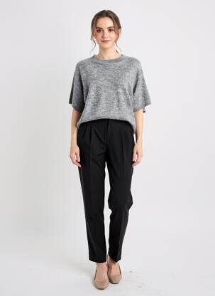 Pull coupe droite manches courtes gris C'EST BEAU LA VIE femme