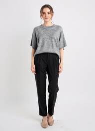 Pull col rond manches courtes gris C'EST BEAU LA VIE femme