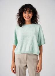 Pull col rond manches courtes bleu C'EST BEAU LA VIE femme