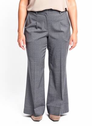 Pantalon flare fermeture zippée sous rabat avec crochet taille haute gris JULIE GUERLANDE femme